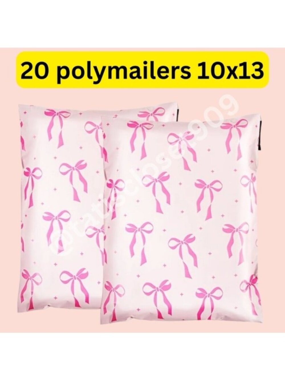 20 Pack Floral Poly Mailers -Pink Bow Size 10x13